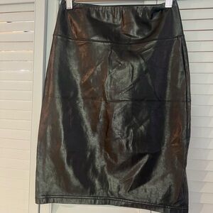 Aritzia Black Leather Pencil Skirt